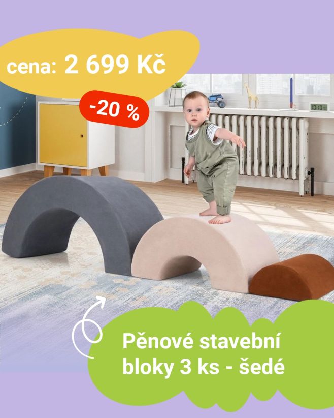 🧱 Stylové pěnové bloky v šedé barvě (3 ks) Měkké, lehké a dokonale bezpečné – ideální pro první stavby i skotačení doma!...